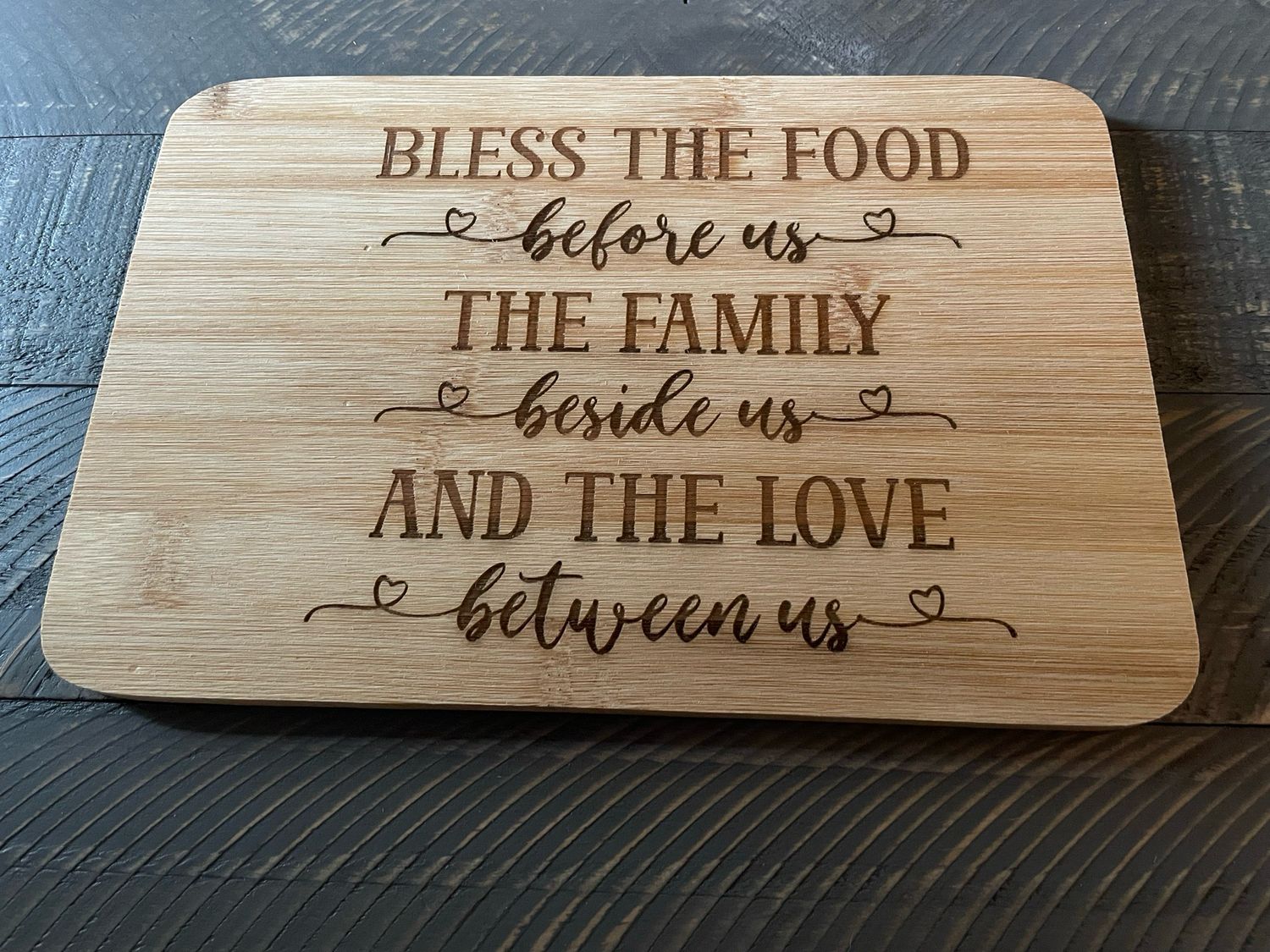 Bless the Food Bamboo Cutting Board | Christian Family Kitchen Gift