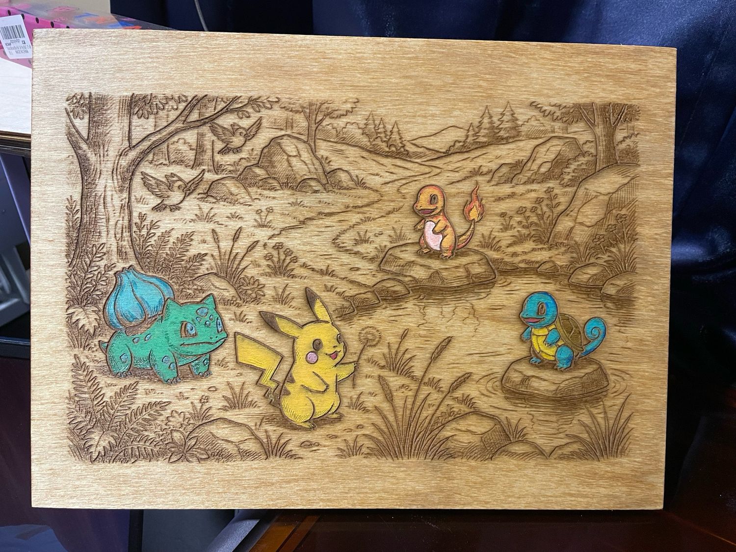 Monster Adventure Engraved Wood Wall Art | Gaming-Inspired Laser Engraved Plaque