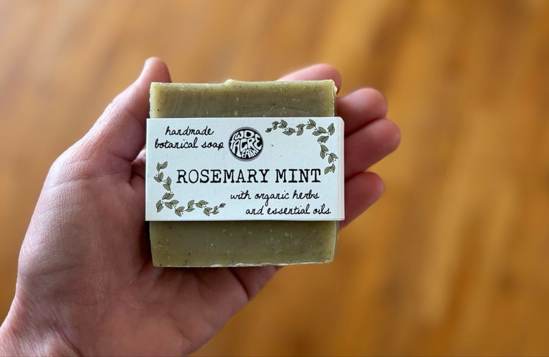 small batch bar soap  rosemary + mint
