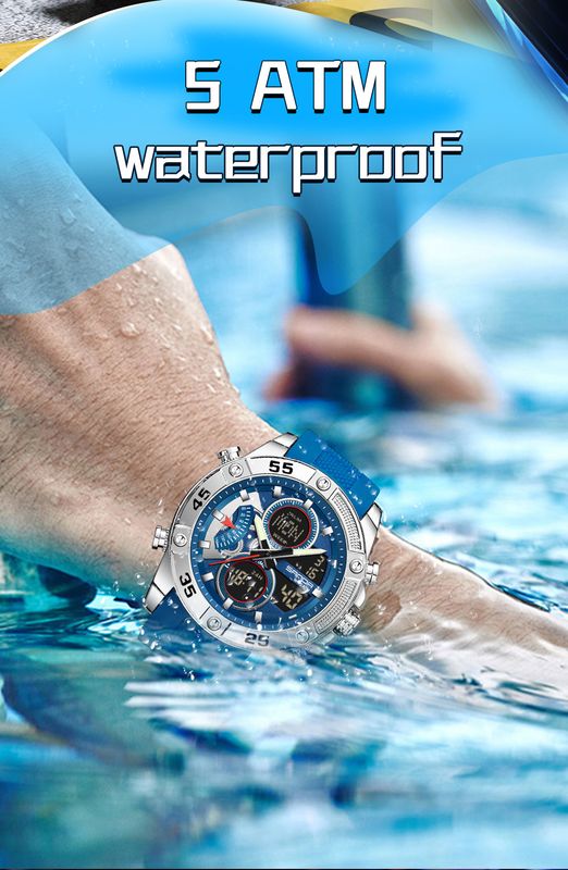 Sport- & Freizeit-Uhr, Digital + Analog, wasserdicht, großes Zifferblatt