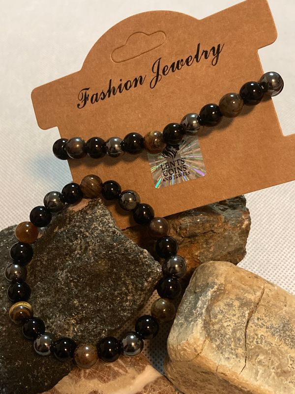 Energie-Armband Set – Obsidian, Hämatit & Tigerauge