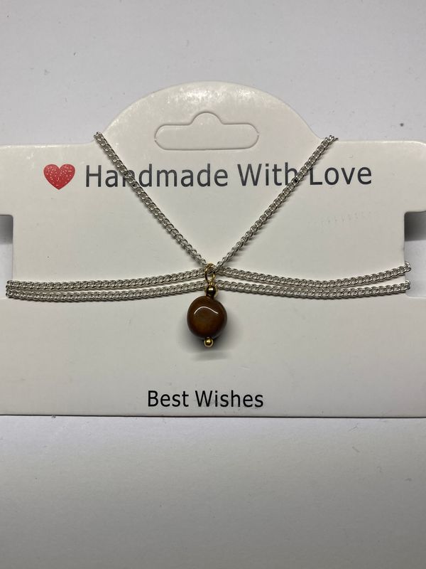 Tigerauge Kette 925 Silber – Edelstein Halskette braun gold Naturstein Schmuck Damen