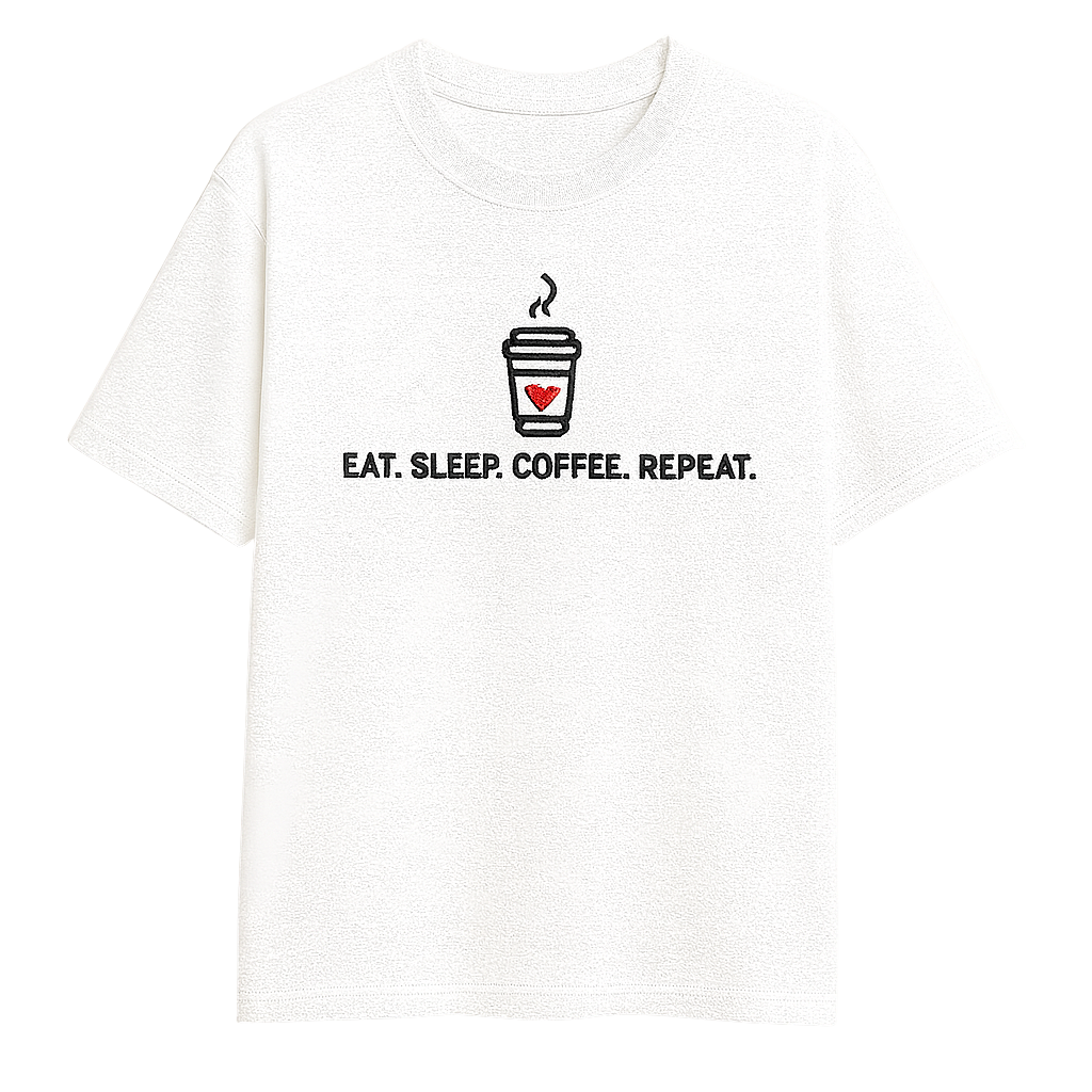T-shirt EAT.SLEEP.COFFEE.REPEAT. biały