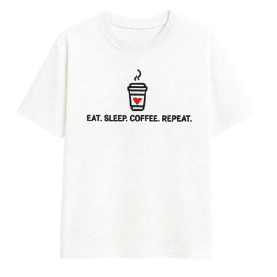 T-shirt EAT.SLEEP.COFFEE.REPEAT. biały
