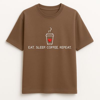 T-shirt EAT.SLEEP.COFFEE.REPEAT. brąz