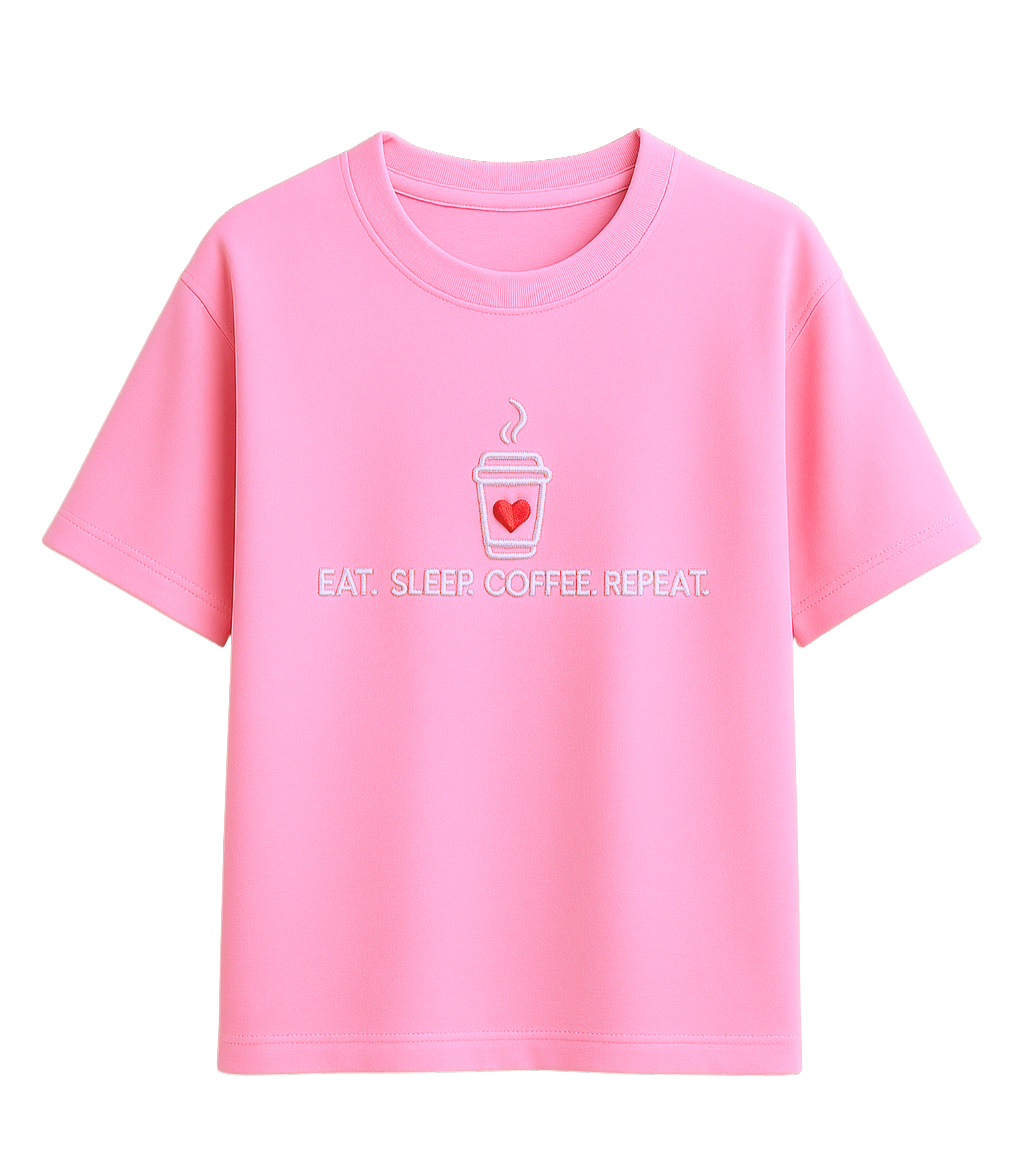 T-shirt EAT.SLEEP.COFFEE.REPEAT. róż