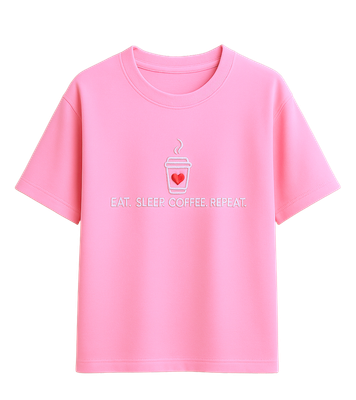 T-shirt EAT.SLEEP.COFFEE.REPEAT. róż