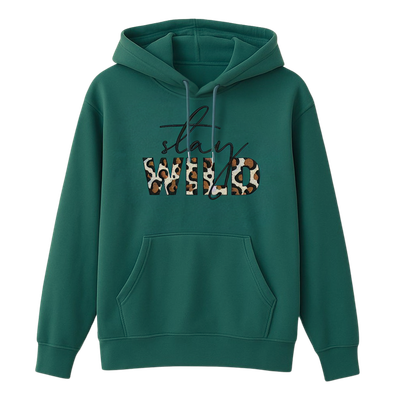 Bluza z kapturem STAY WILD zieleń butelkowa