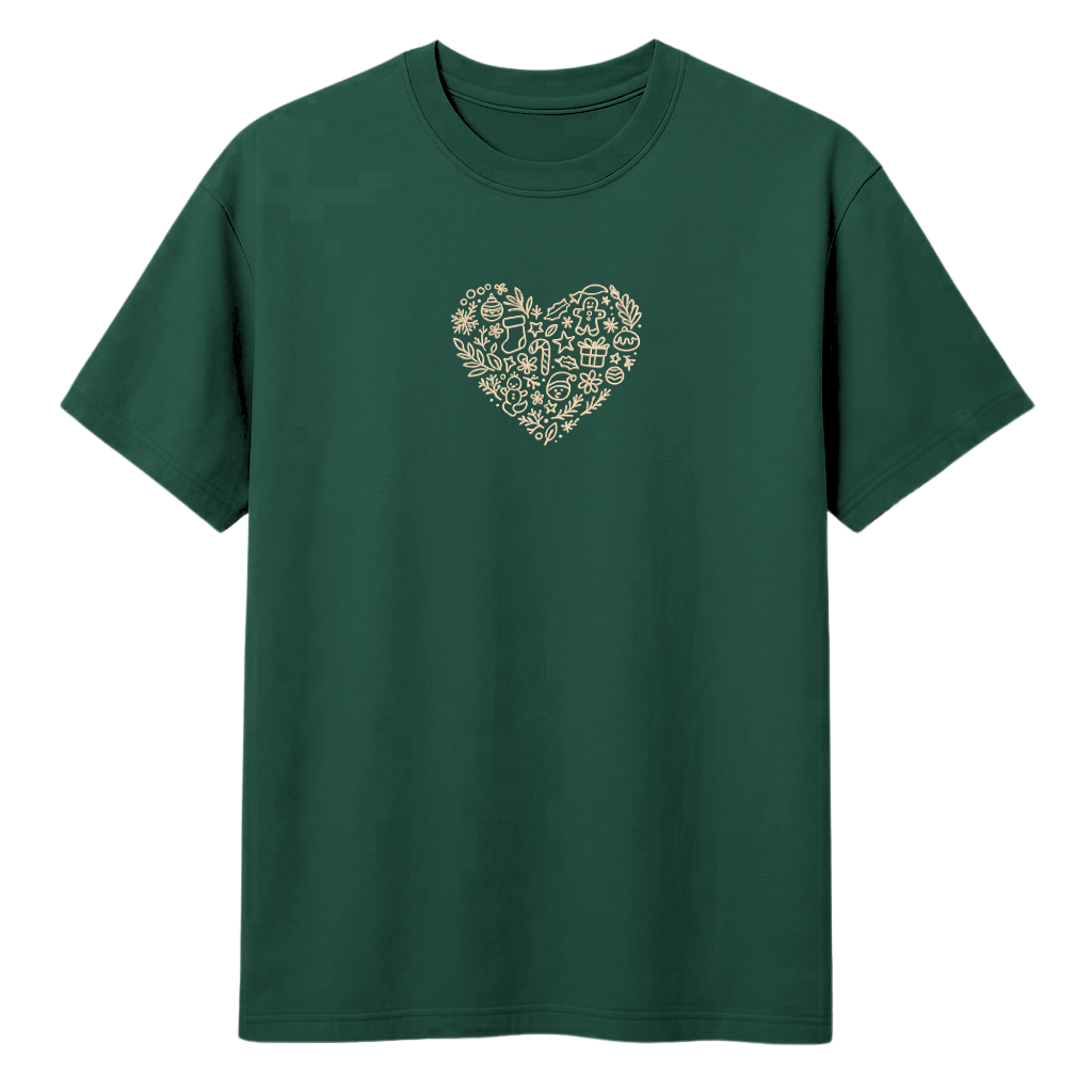 T-shirt LOVE XMAS zieleń butelkowa