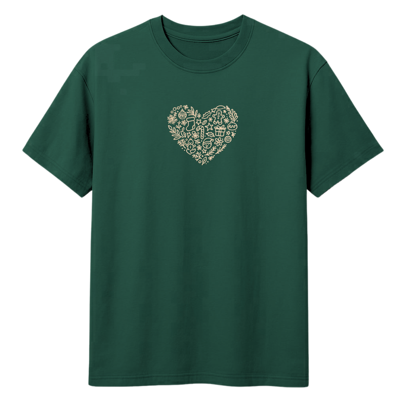 T-shirt LOVE XMAS zieleń butelkowa