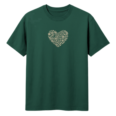 T-shirt LOVE XMAS zieleń butelkowa