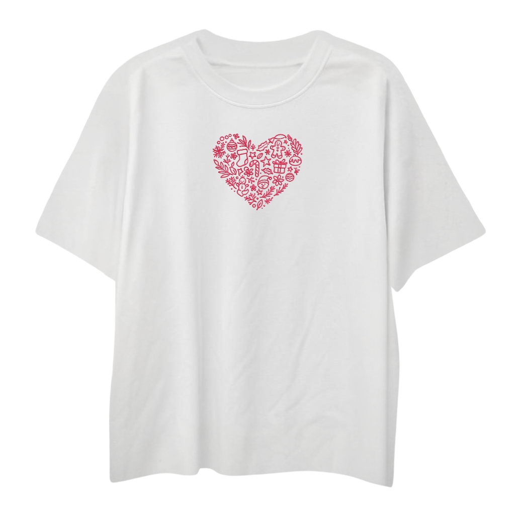 T-shirt LOVE XMAS biały