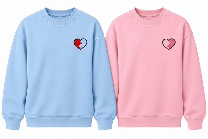 Zestaw LOVE PUZZLE - 2 bluzy z haftem