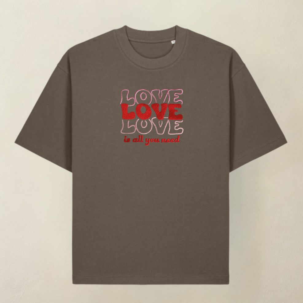 T-shirt ALL YOU NEED brąz