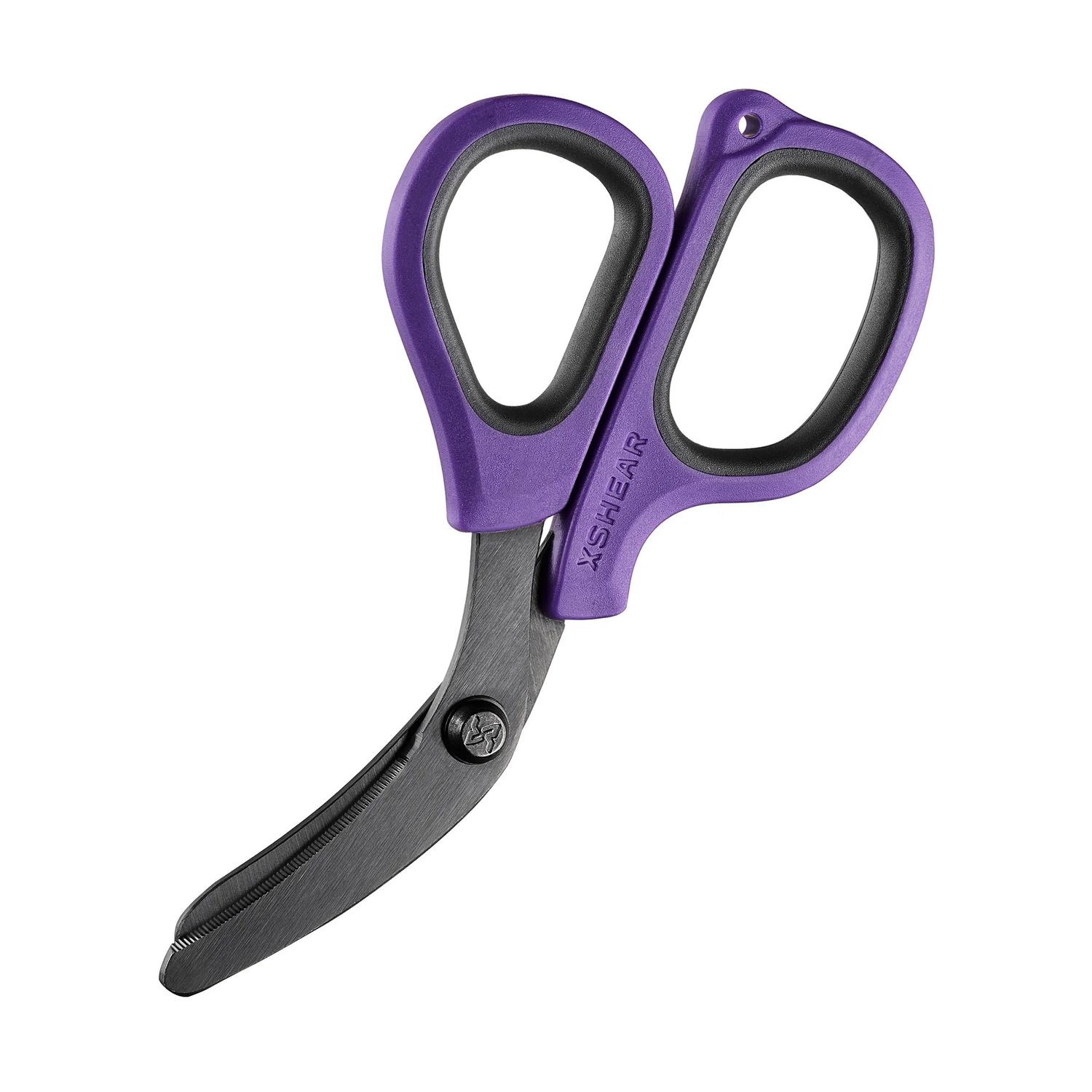 XShear Mini 6” Trauma Shear Titanium Coated, Color: Black Blade, Purple Handles