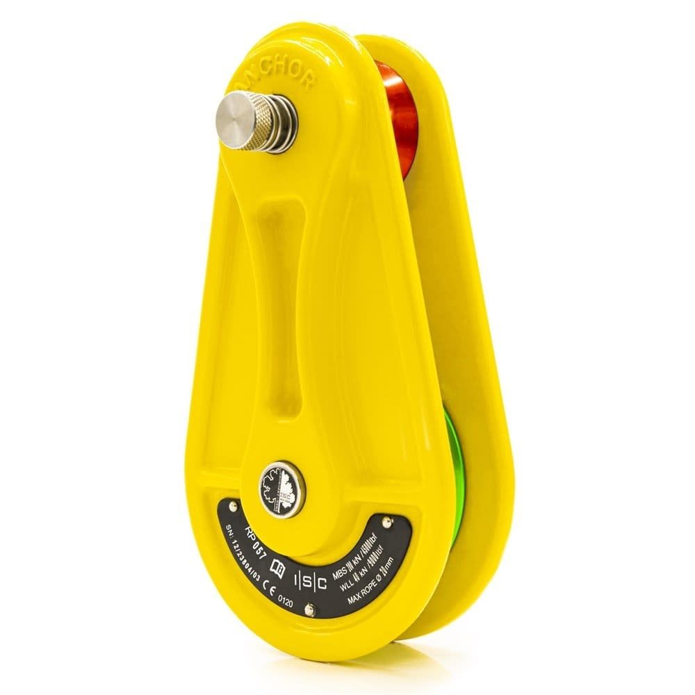 Large Rigging Pulley for up to 20mm Rope - 200kN - Yellow with Green Wheel