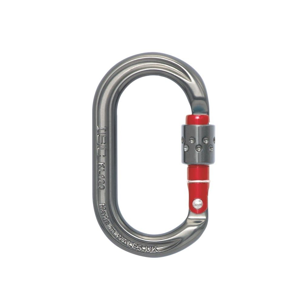 Oval Accessory Karabiner- Screwgate - 9kN - Titanium Back/Red Gate