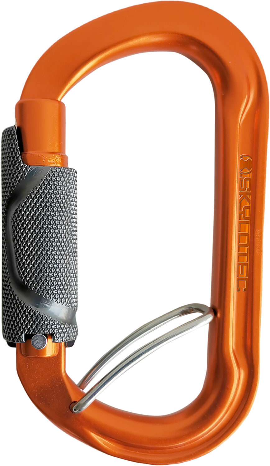 SKYLOTEC Aluminum Oval Double Tri-Lock Carabiner Captive Bar - Orange
