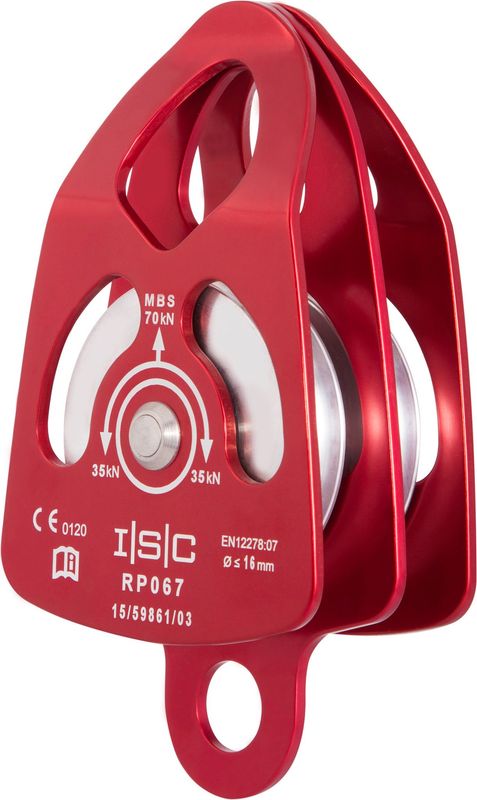 Large Double Pulley with Becket - Aluminium - 70kN - Bushing