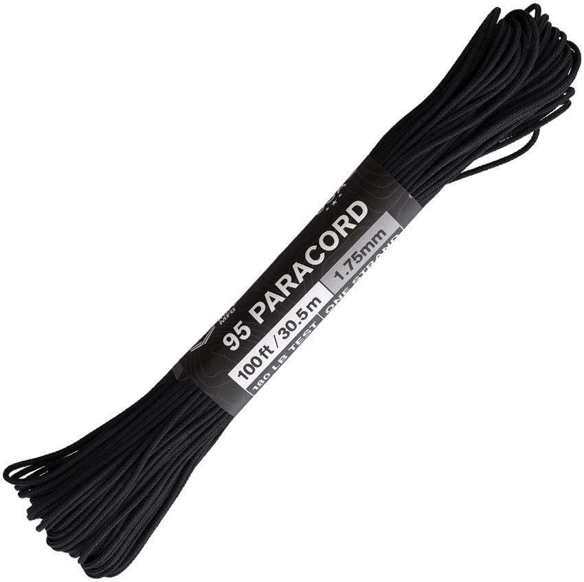 Atwood Type 95 Paracord 100ft Hank - 5/64" (1.75mm), Color: Black