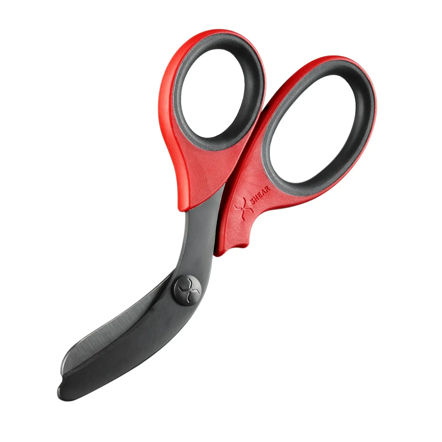 XShear® 7.5” Trauma Shears Black Titanium Coated, Color: Red/Black Handles