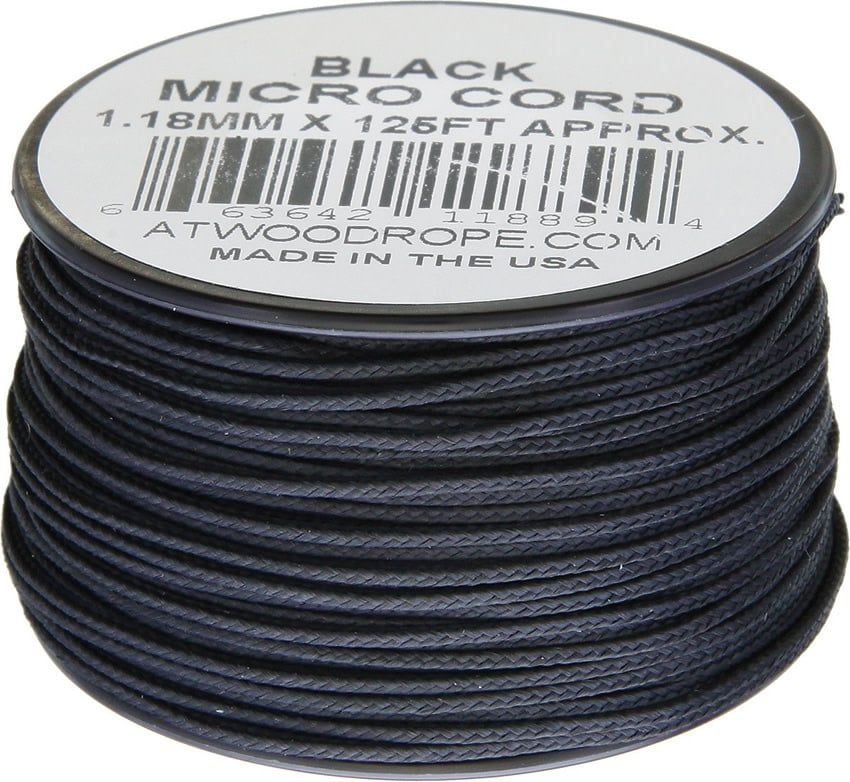 Atwood Micro Cord 1.18mm 125ft Spool, Color: Black