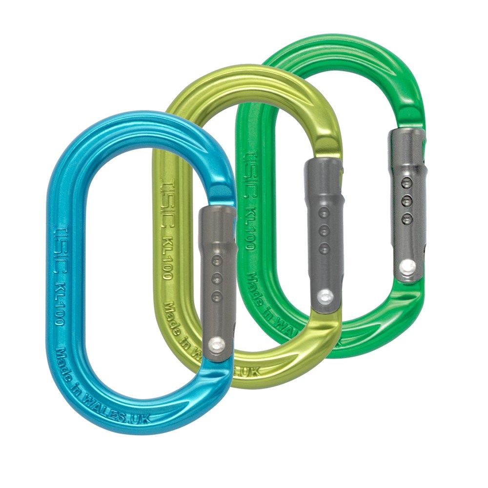 Oval Accessory Karabiner- Straight Gate - 9kN - Triple Pack - Turquoise/Lemon/Green