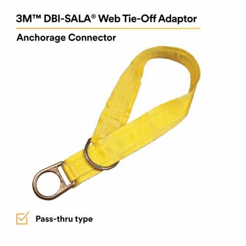 3M DBI SALA Web Tie-Off Adapter Pass-through design. 1-3/4 in Yellow