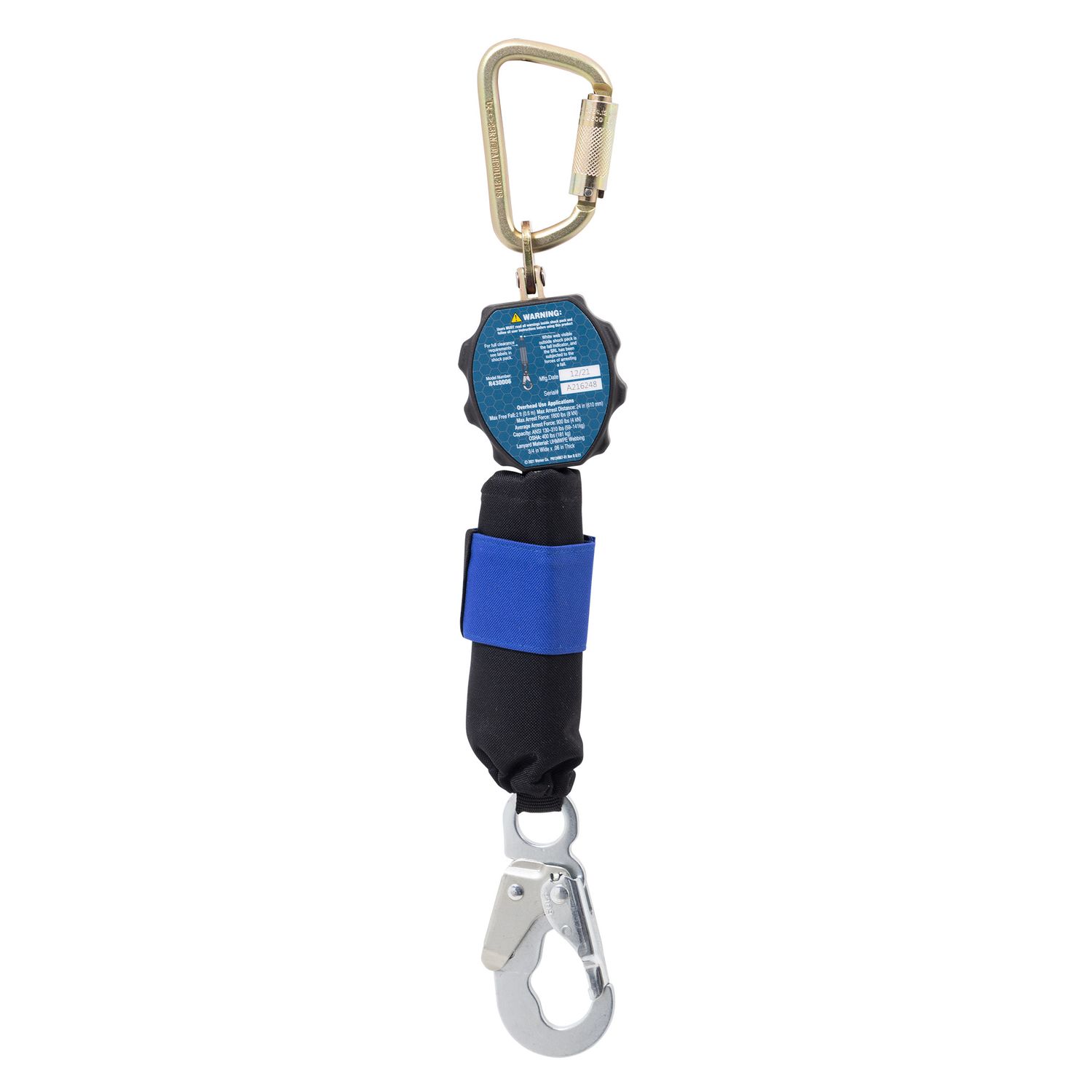 Bantam 6' Web Self-Retracting Lifeline - High Impact Nylon Housing w/ Snap Hook