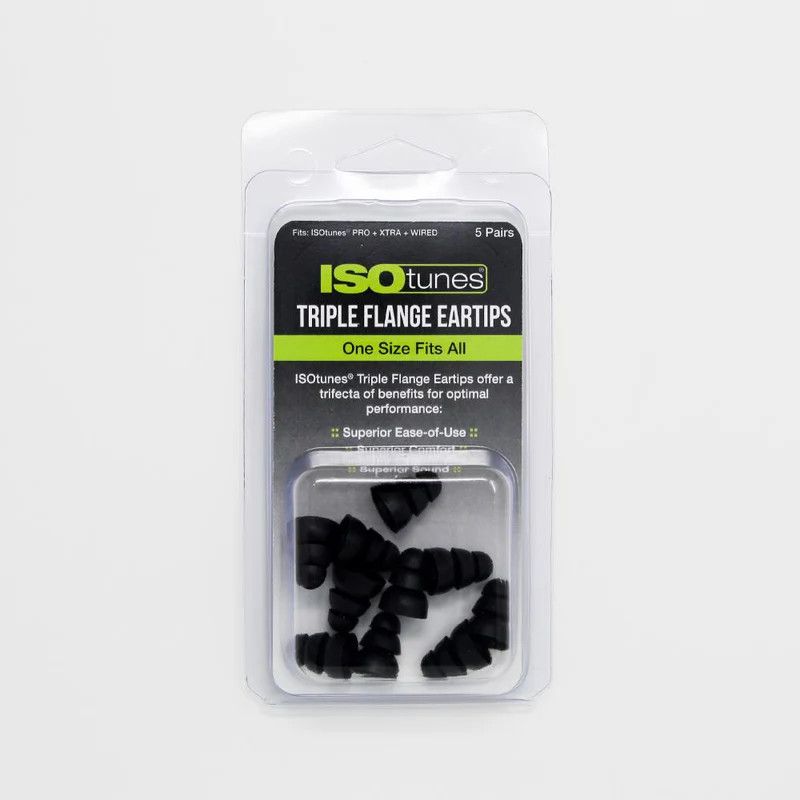 ISOtunes Silicone Triple-Flange Replacement Eartips (5 pairs/pack), Size: Universal