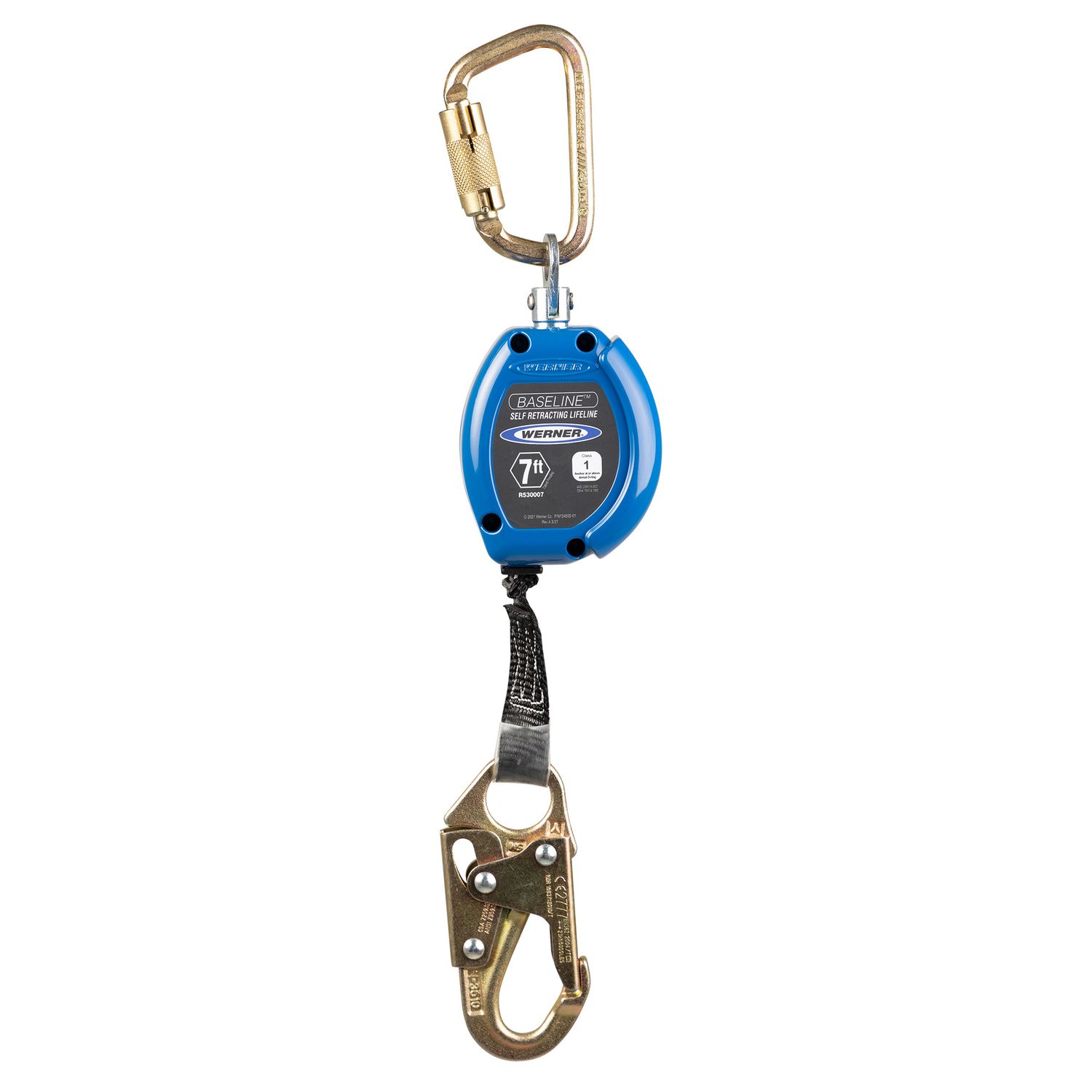 R530007 Baseline 7' Web Self-Retracting Lifeline with Snap Hook