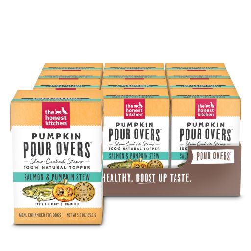 The Honest Kitchen Pumpkin POUR OVERS Wet Toppers for Dogs (12 pack)  5.5oz - Salmon &amp; Pumpkin Stew