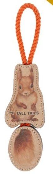 Natural Leather Jointed Squirrel Tug Dog Toy