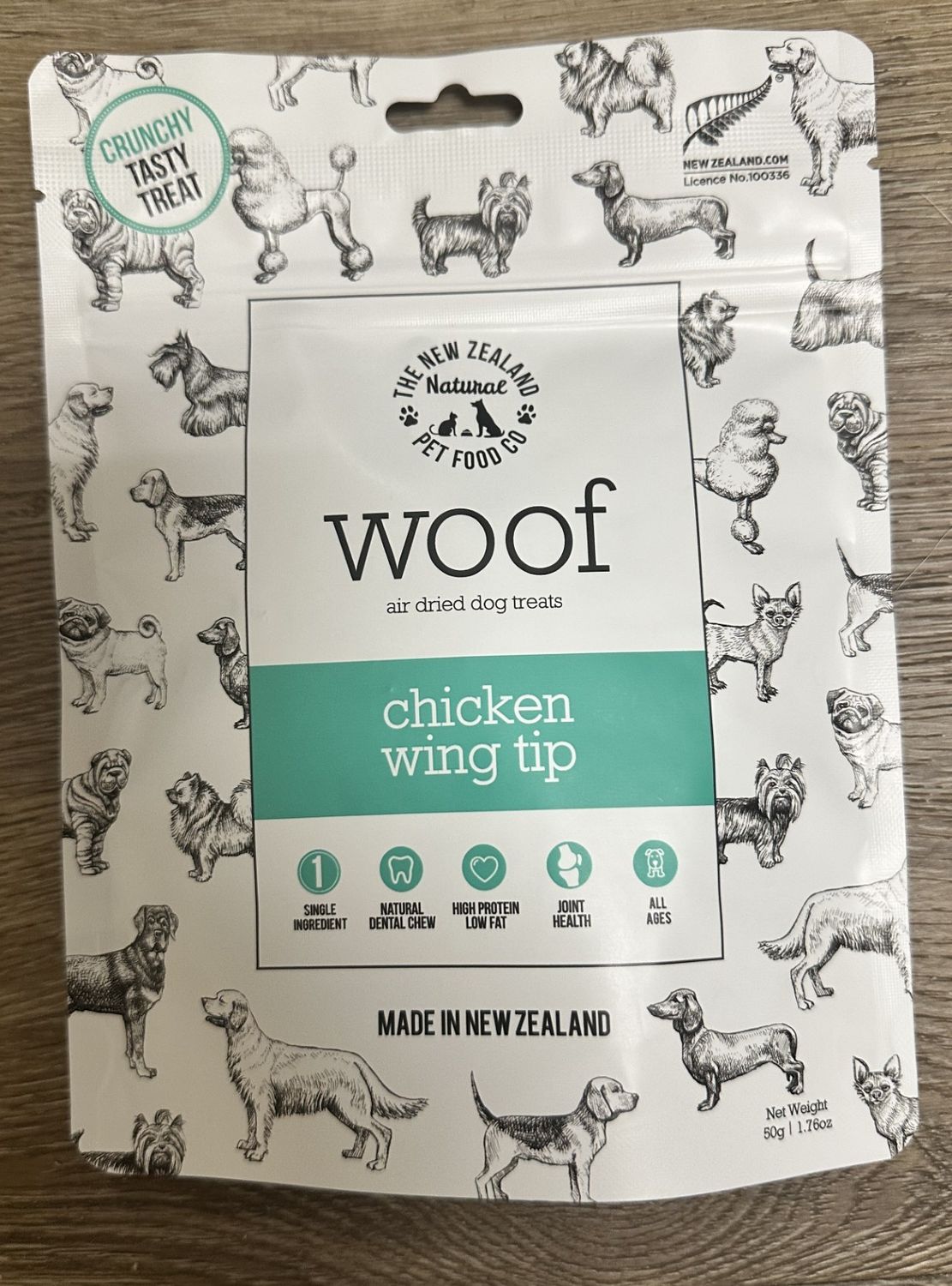 Woof Air Dried Dog Bites, Flavor: Chicken Wing Tip