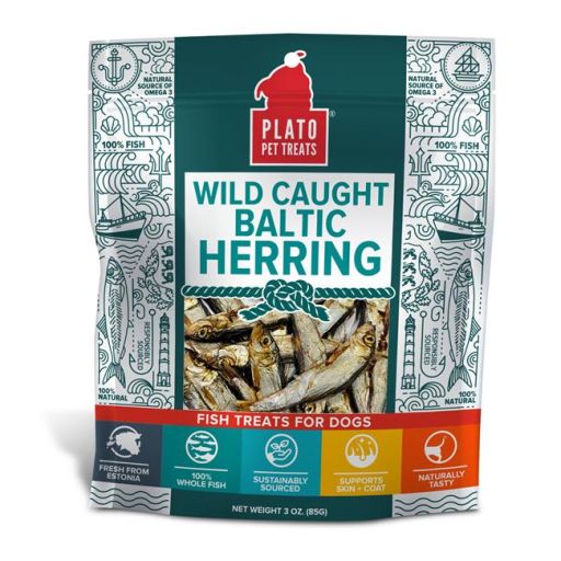 Plato Pet Treats  3 oz Dog Baltic Herring Treats