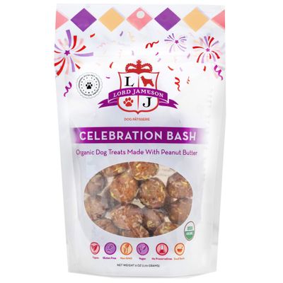 Lord Jameson Celebration Bash Organic Dog Treats  Organic Dog Treats Made with Peanut Butter  A Great Treat for Any Canine Celebrations  6 oz. Bag