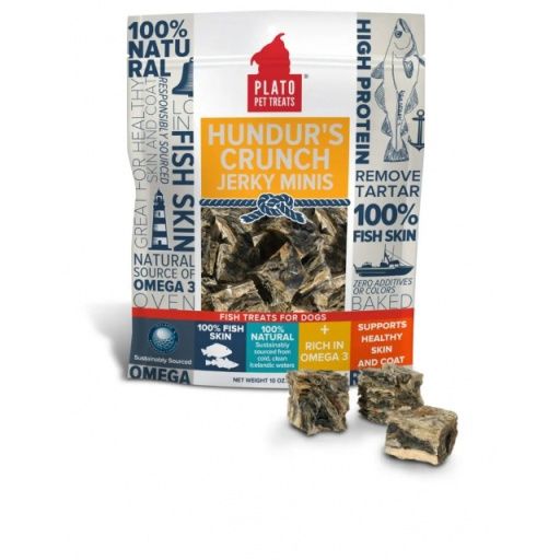 hundur&#39;s crunch fish jerky mini&#39;s dog treats, 10-oz bag
