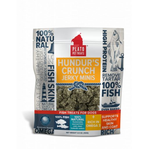 hundur&#39;s crunch fish jerky mini&#39;s dog treats, 3.5-oz