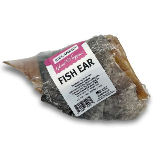 Icelandic+ Fish Ear - Pig Ear Hand-Wrapped In Cod Skin - Dog Treat  Two Chews in One  Long Lasting Dog Chew
