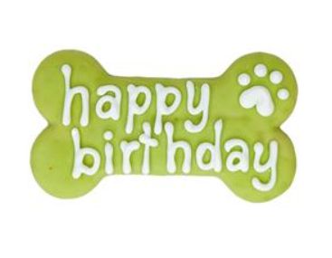 Green Happy Birthday Bone