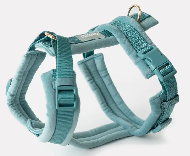 Velvet Dog Harness, Colour: Blue, Size: Large
