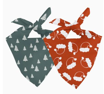 Santa Hat &amp; Trees Dog Bandana