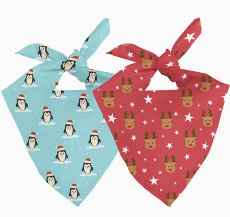 Reindeer &amp; Penguin Dog Bandana, Size: Large