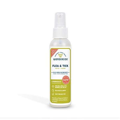 Wondercide - Flea  Tick and Mosquito Spray for Dogs  Cats  and Home - Flea and Tick Killer  Control  Prevention  Treatment - with Natural Essential Oils - Pet and Family Safe - Lemongrass 4 oz