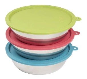 69505992 6 Cup Dog Bowl &amp; Lid Set&amp;#44; Pack of 6