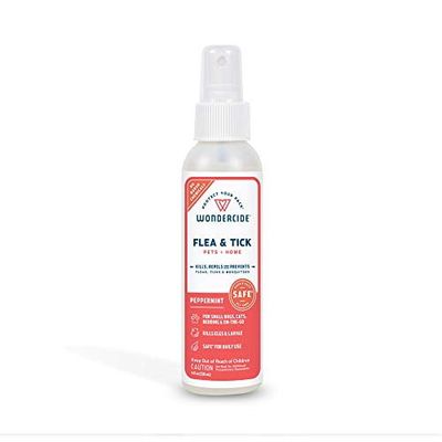 Wondercide - Flea  Tick and Mosquito Spray for Dogs  Cats  and Home - Flea and Tick Killer  Control  Prevention  Treatment - with Natural Essential Oils - Pet and Family Safe - Peppermint 4 oz