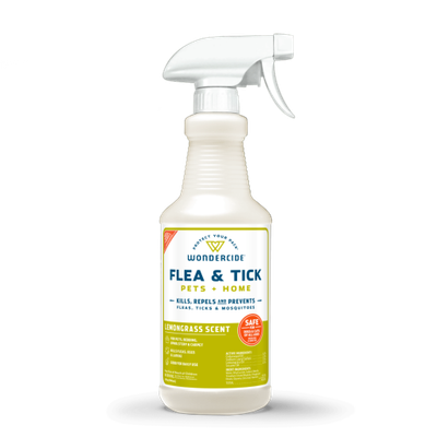 Wondercide - Flea  Tick and Mosquito Spray for Dogs  Cats  and Home - Flea and Tick Killer  Control  Prevention  Treatment - with Natural Essential Oils - Pet and Family Safe - Lemongrass 16 oz