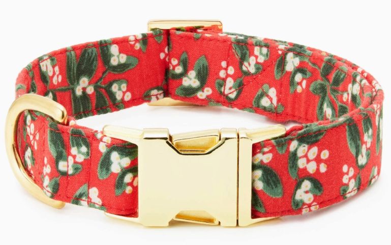 Rifle Paper Co. X Tfd Mistletoe Dog Collar, Size: Large