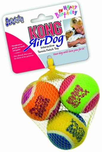 KONG Airdog Squeaker Birthday Balls Dog Toy  Multicolored  Medium