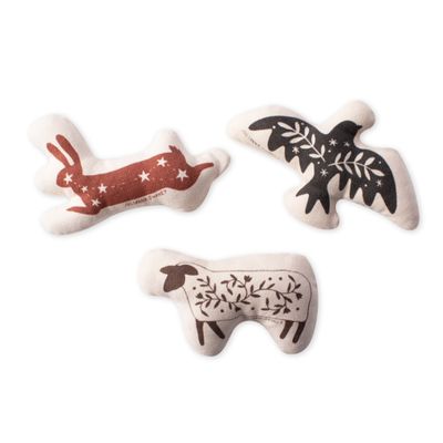 PetShop by Fringe Studio Rain or Shine Canvas Dog Toy Set, Small, Pack of 3, Assorted